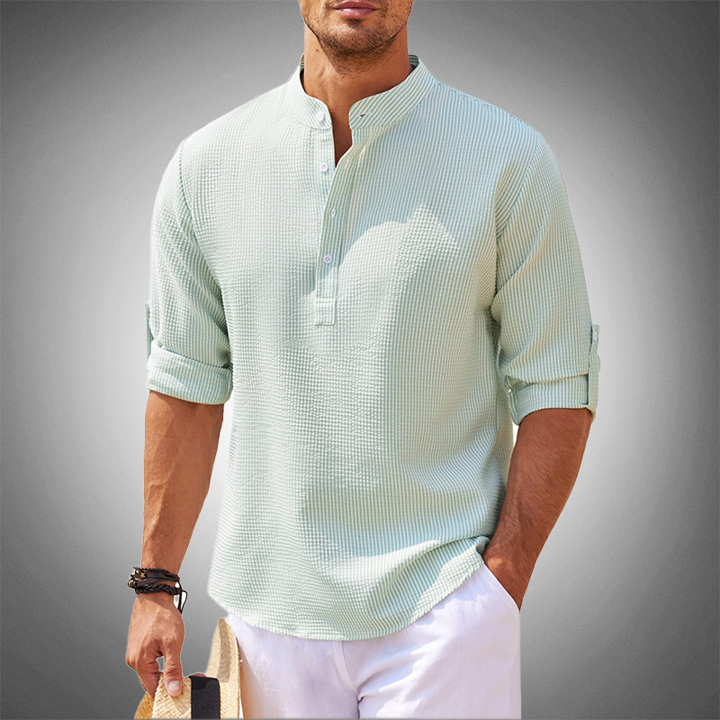 Chemise en lin contemporaine verte, ensemble week-end tendance travel bottle