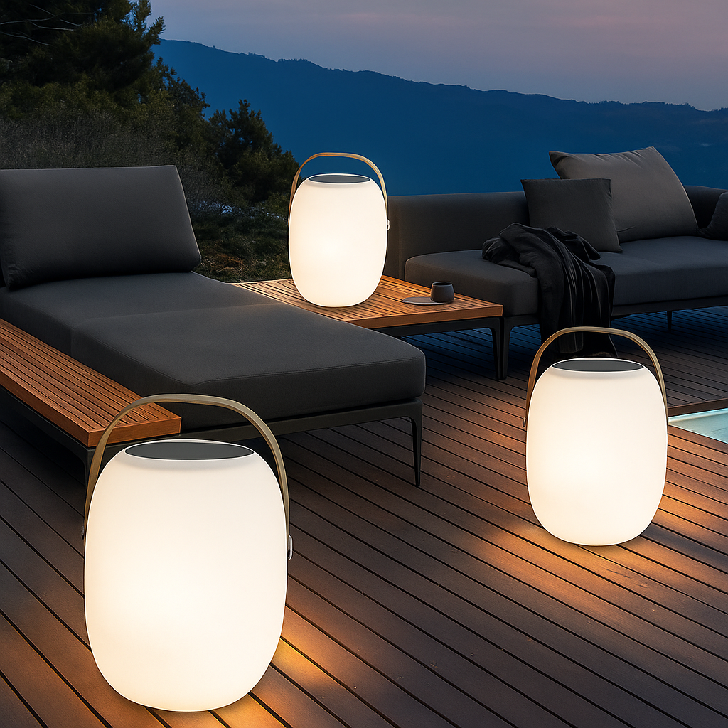 Portable solar lamp for terrace