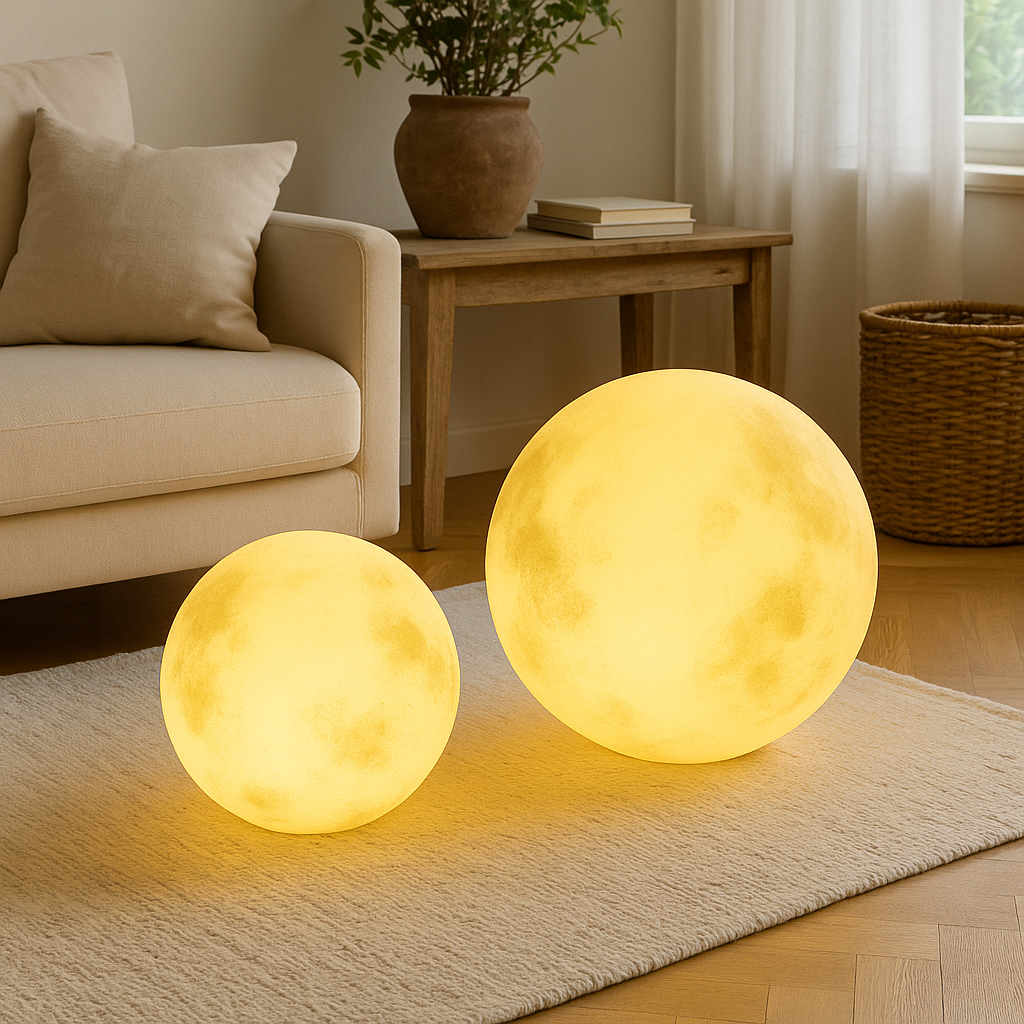 Solar-powered moon lamp for the garden