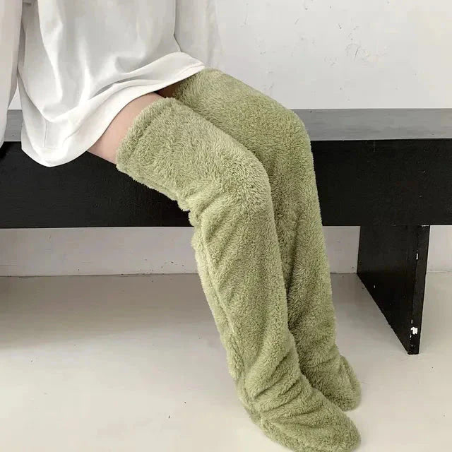 Green Plush Socks - Trendy and Snug Winter Footwear travel bottle leak-proof