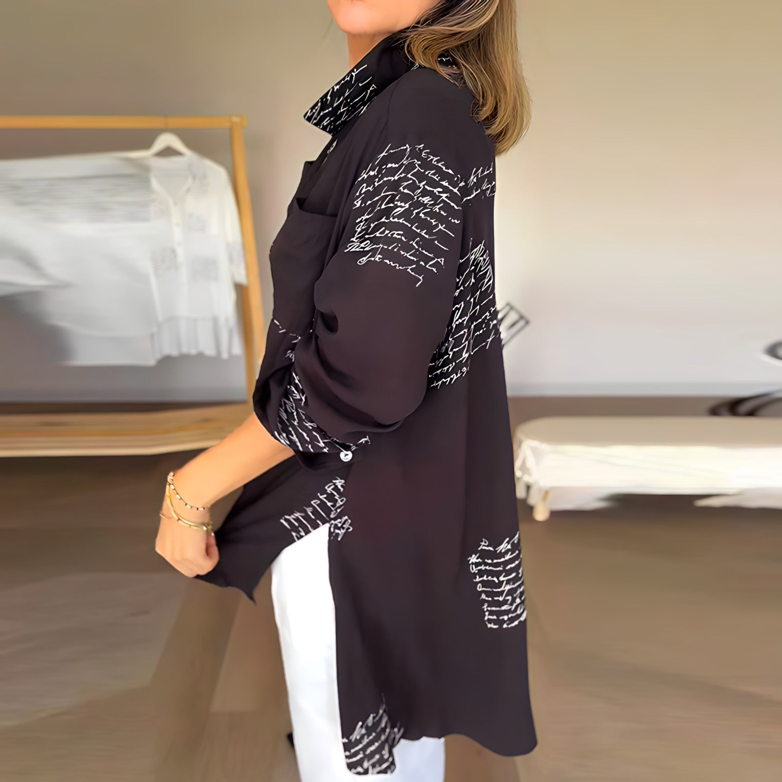 Chemise Imprimée Élégante avec Palette de Couleurs et Détails Raffinés - Style Décontracté