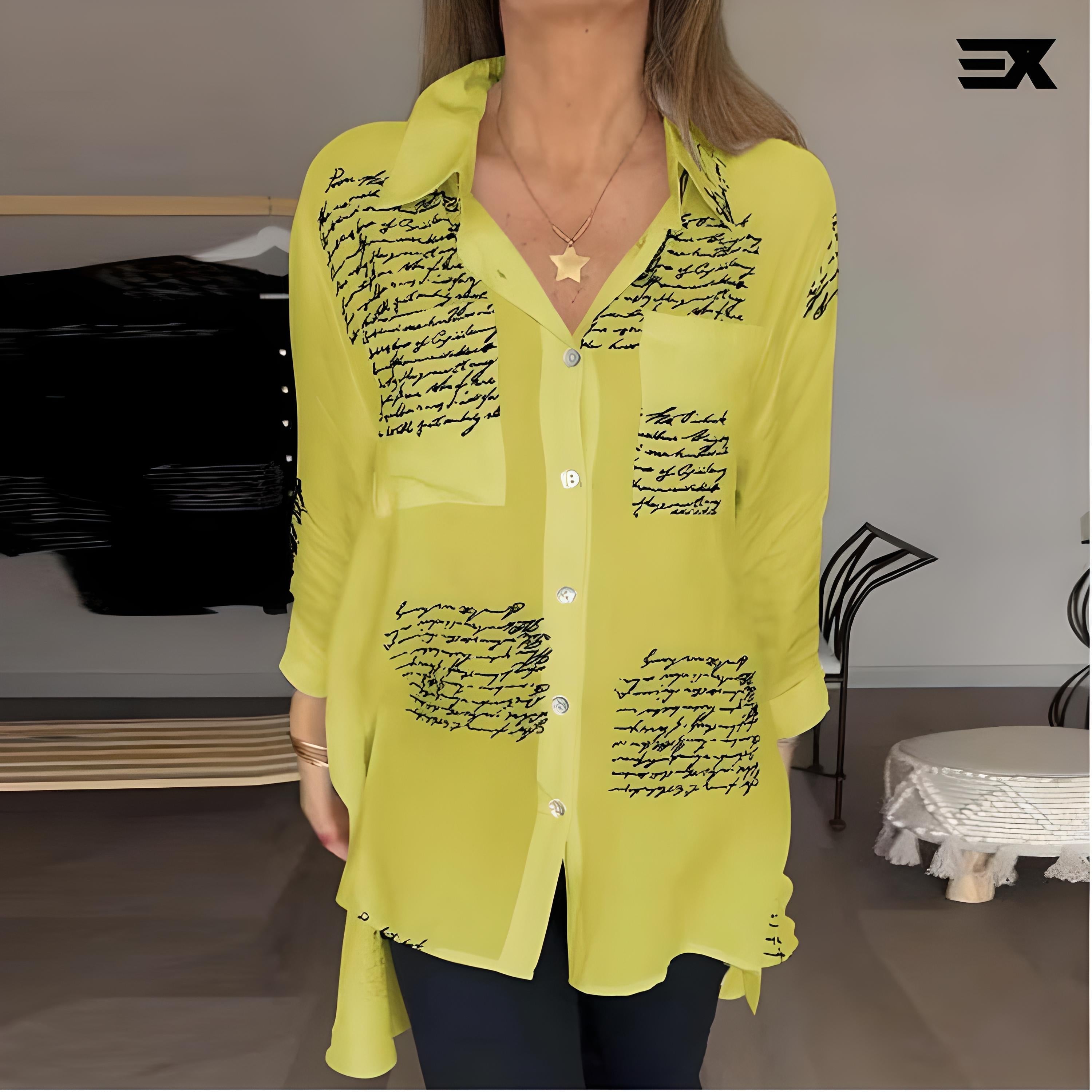 Chemise Élégante Jaune - Confort Textile et Imprimé Unique pour un Look Lumineux