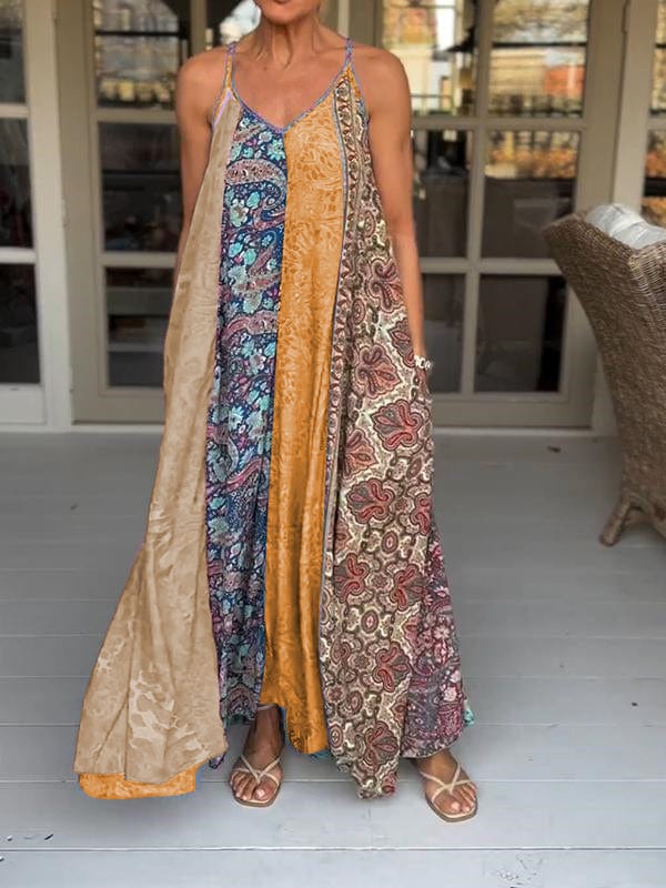 Robe décontractée à col en V en Jaune pour un design polyvalent et une élégance intemporelle