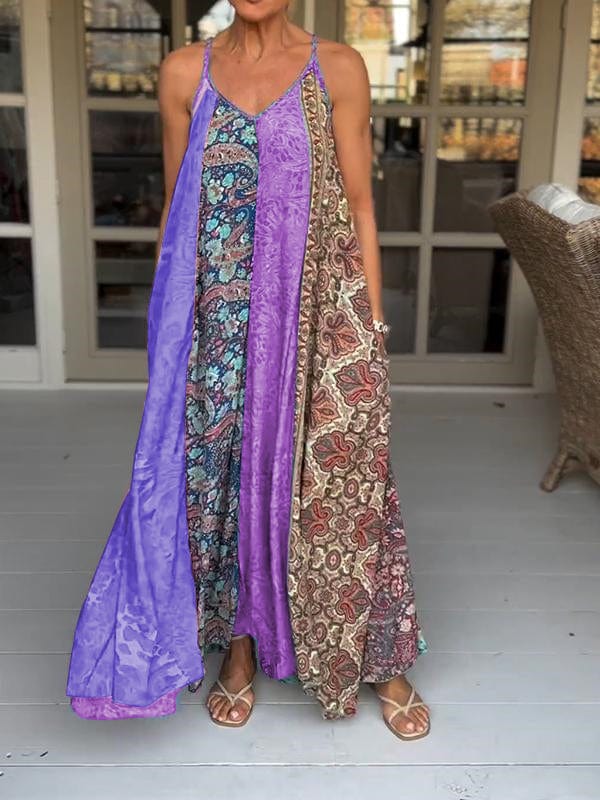Robe décontractée à col en V en Violet pour un design polyvalent et une élégance intemporelle