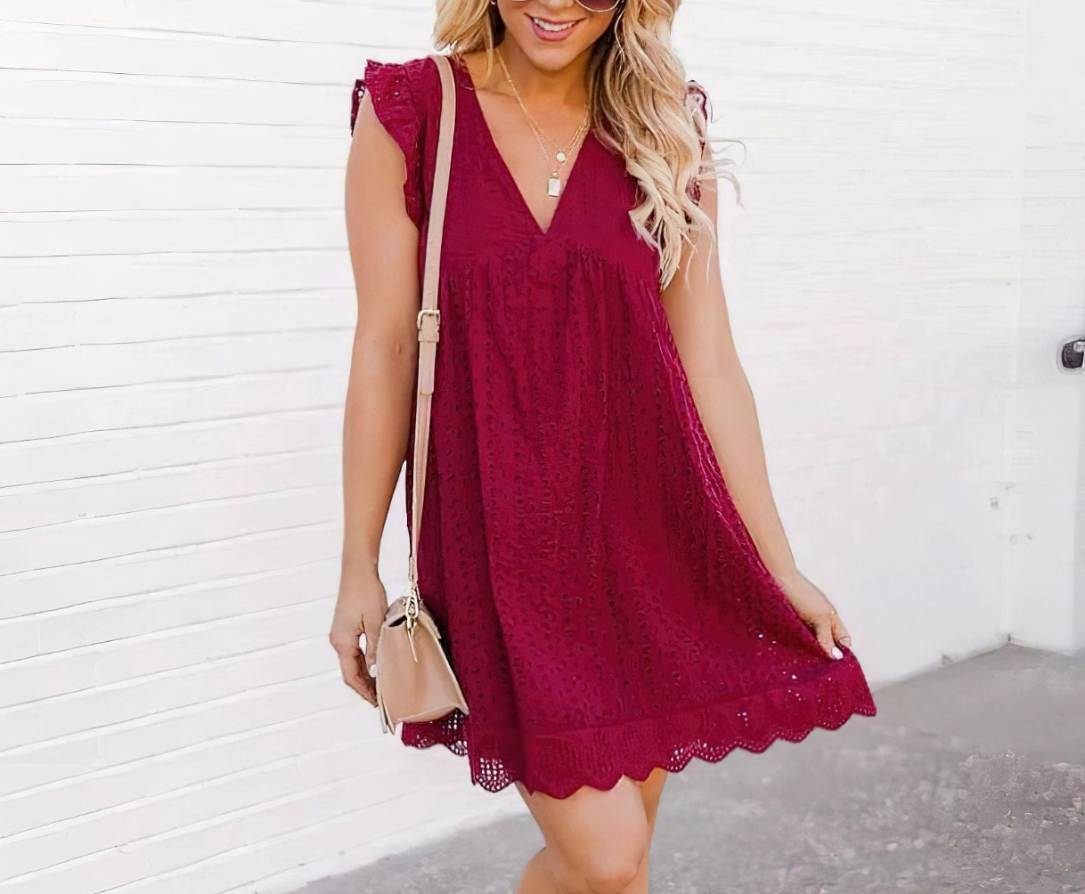 Robe d'été en rouge en coton naturel pour un style estival féminin et pratique do