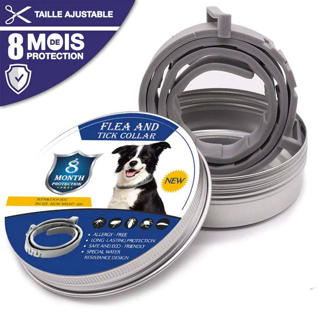 Collier anti-puces et anti-tiques naturel pour chiens - Protection ajustable et imperméable