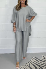 Satin Cat Jumpsuit with Round Neck