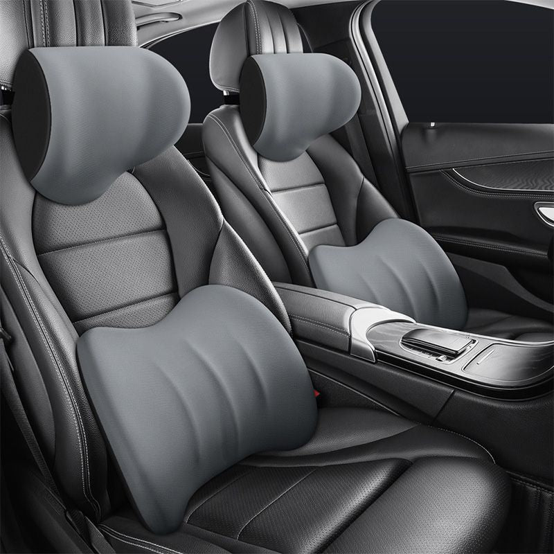 Coussin Cervical & Soutien Lombaire ConfortRest en Gris pour siège auto confortable et soutien lombaire optimal