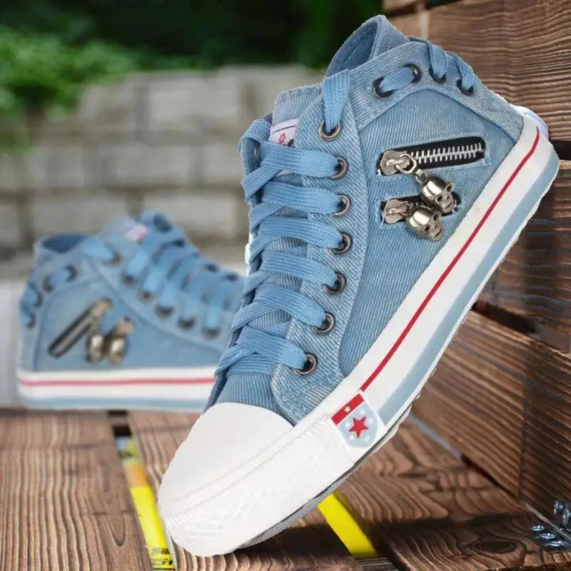 Baskets en denim élégantes à porter au quotidien avec soutien orthopédique et confort luxueux