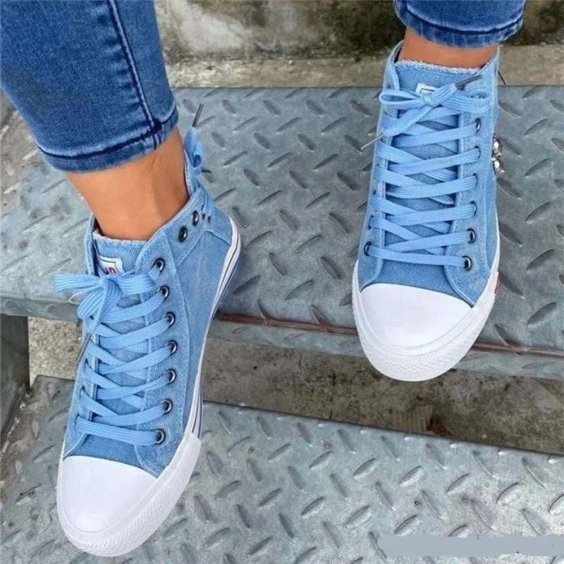 Baskets en denim élégantes à porter au quotidien avec soutien orthopédique et confort luxueux