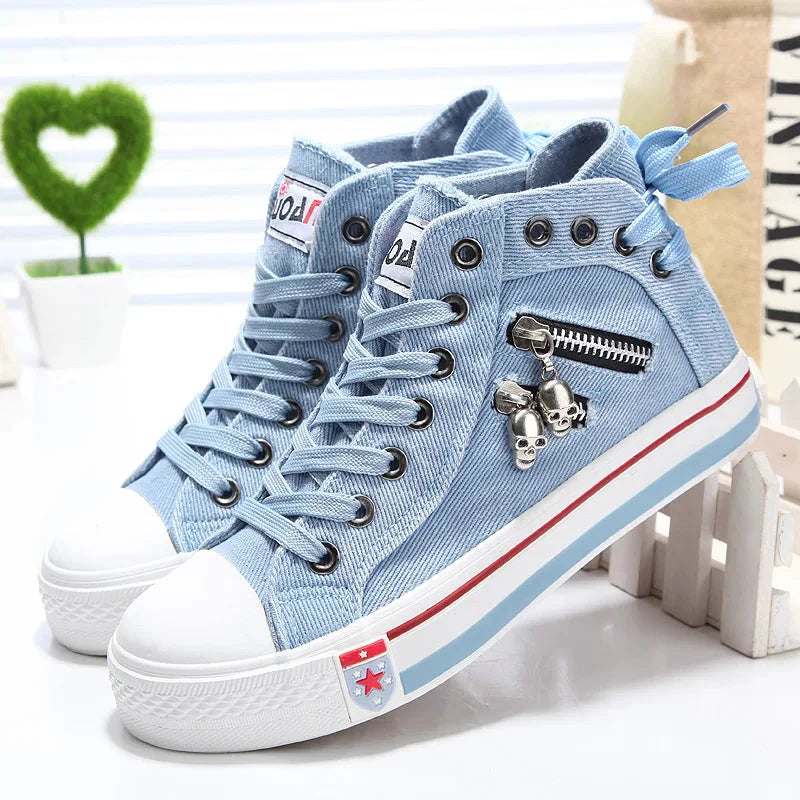 Baskets en denim élégantes à porter au quotidien avec soutien orthopédique et confort luxueux