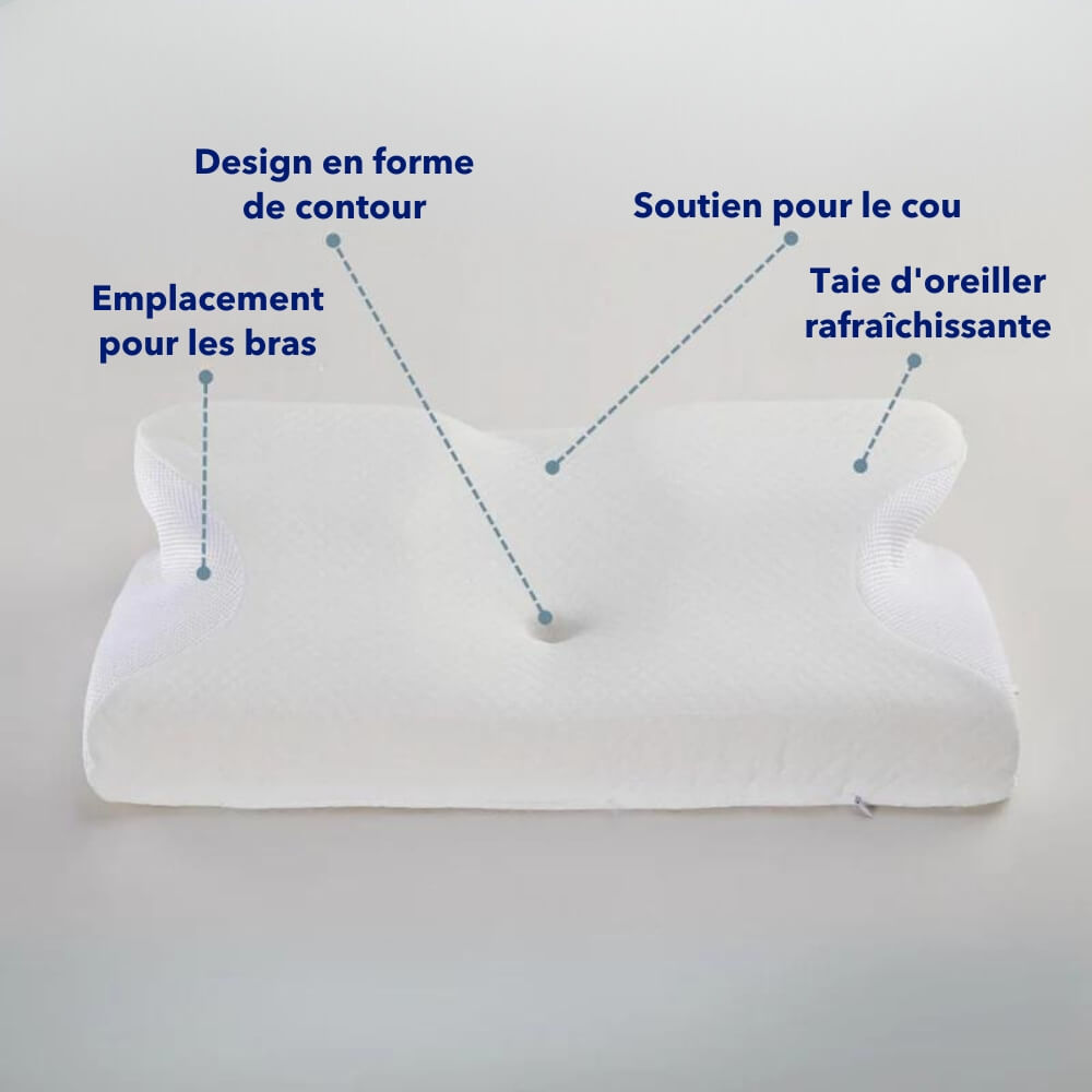 Oreiller Ergonomique DreamEase avec Technologie de Mousse à Mémoire travel bo