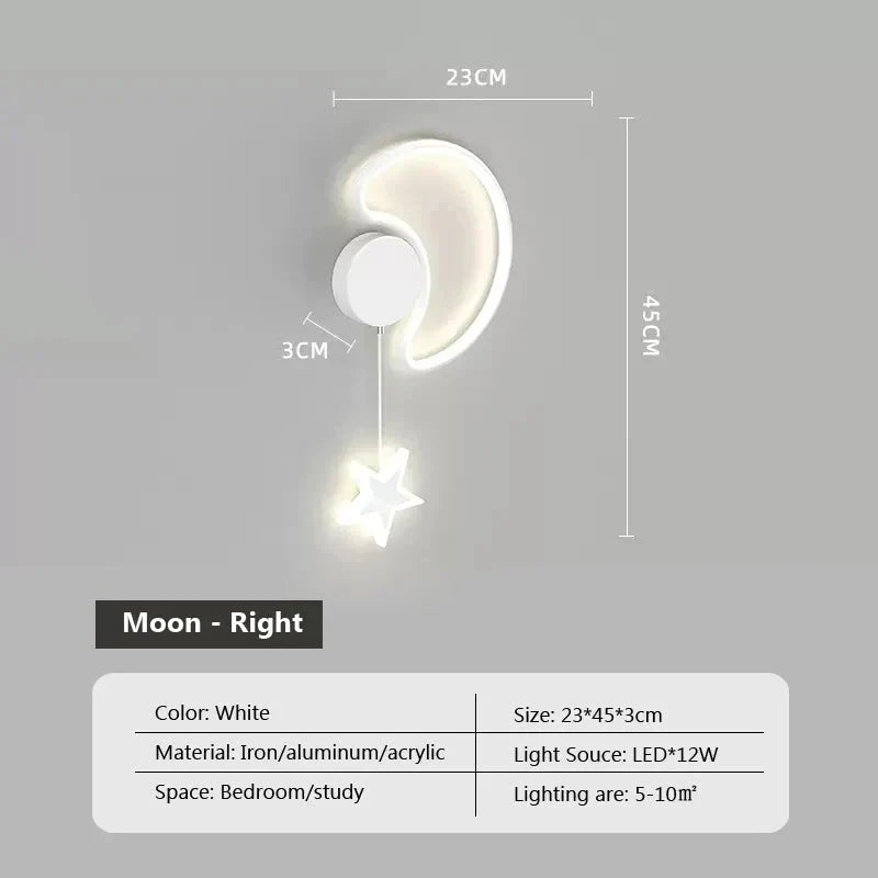 Lampe Murale Nuage Étoile Lune - Blanc Droit - Matériaux Durables travel bott