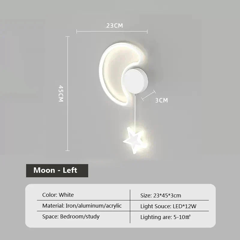 Lampe Murale Nuage Étoile Lune - Blanc Gauche - Éclairage Enfant travel bottl