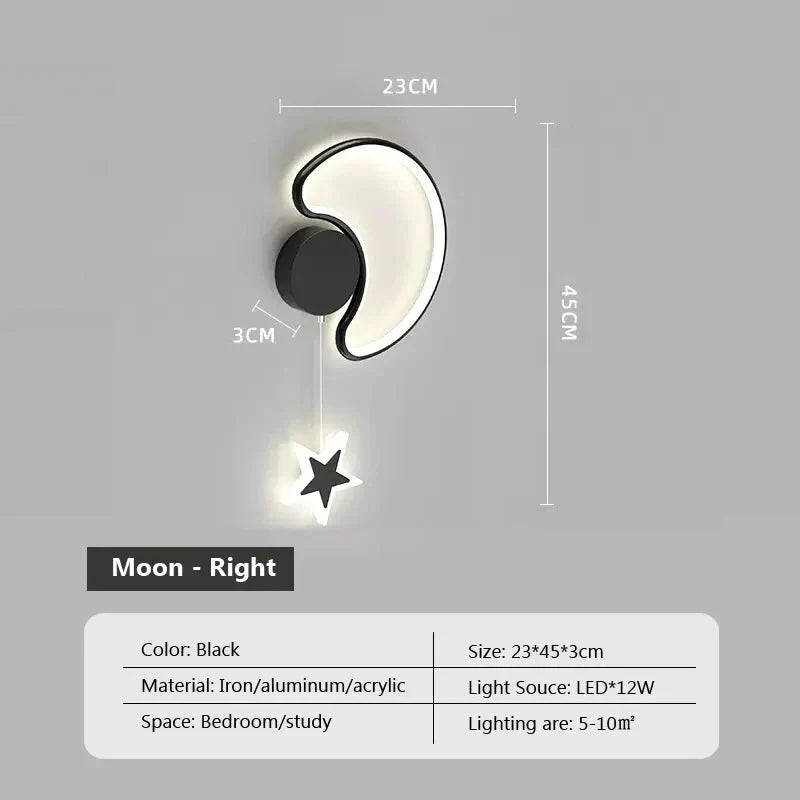 Lampe Murale Nuage Étoile Lune - Noir Droit - Accessoires de Montage travel b