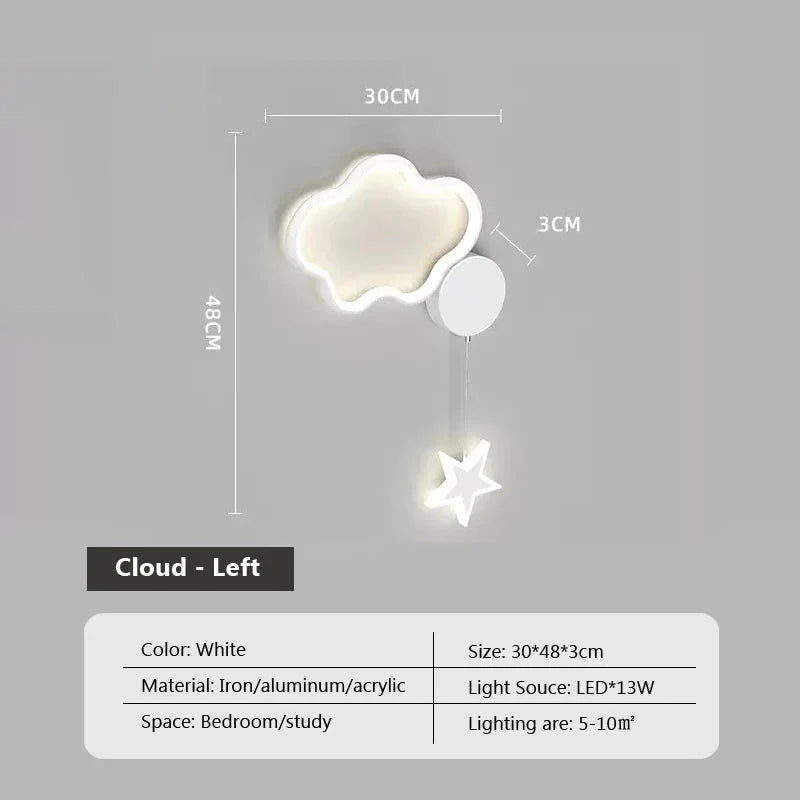 Lampe Murale Nuage Étoile Lune - Blanc Gauche - Éclairage LED travel bottle l