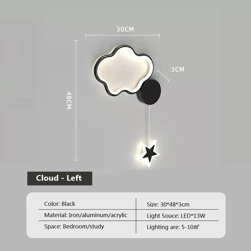Lampe Murale Nuage Étoile Lune - Noir Gauche - Lampe Décorative travel bottle