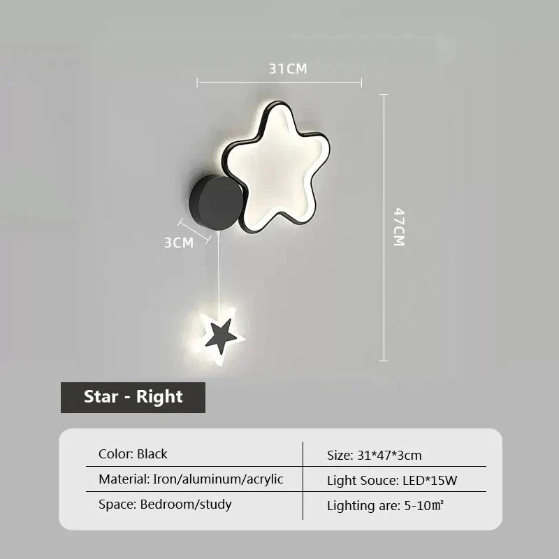 Lampe Murale Nuage Étoile Lune - Noir Droit - Atmosphère Apaisante travel bot
