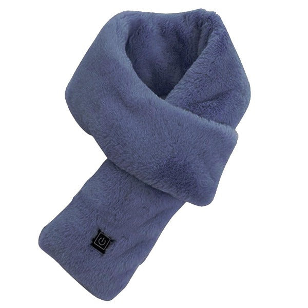 Écharpe chauffante électrique en fourrure bleue, confort et chaleur ajustable pour l'hiver