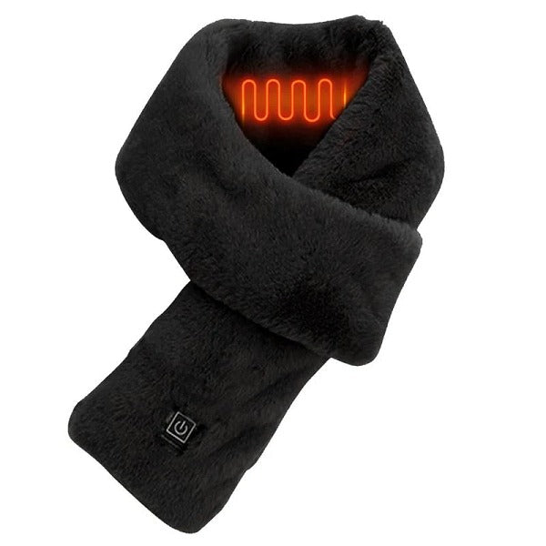 Écharpe chauffante électrique en fourrure noire, style élégant et mode hiver dog