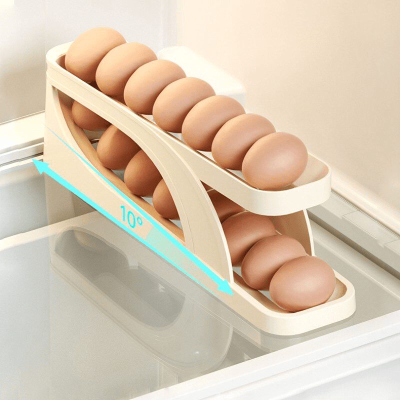Recueil d'œufs automatique en blanc pour cuisine organisée et accessible trav