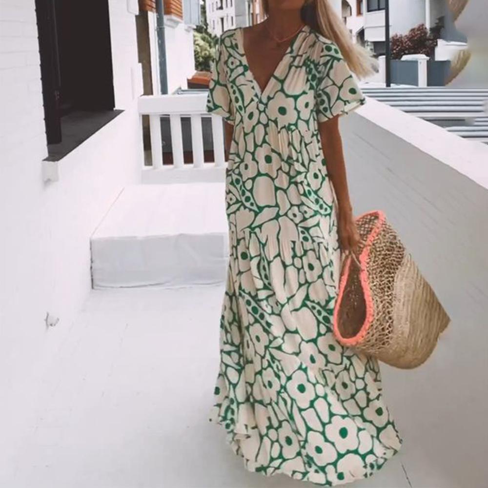 Robe Longue Élégante Bohème en Imprimé Vibrant et Matière Respirante travel b