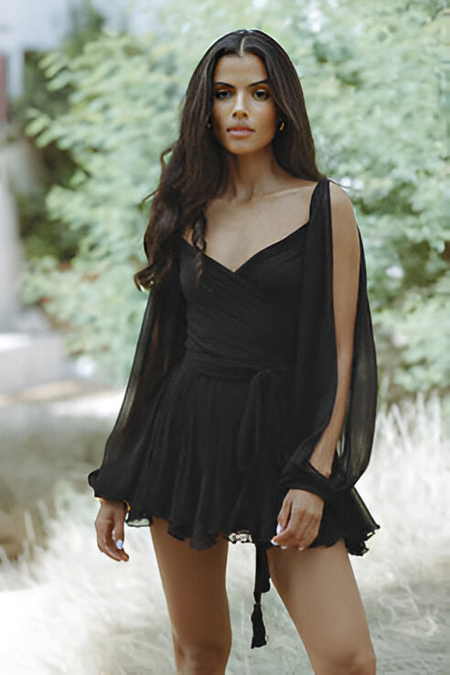 Mini-robe sexy à col V Emily - Style chic et confort léger pour l'été travel
