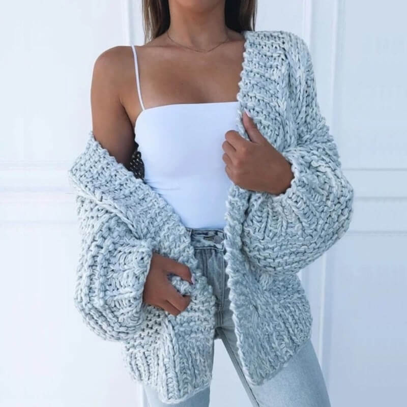 Gilet Cocoon Chic Bleu - Cardigan Tendance et Confortable pour une Mode Féminine et Élégante