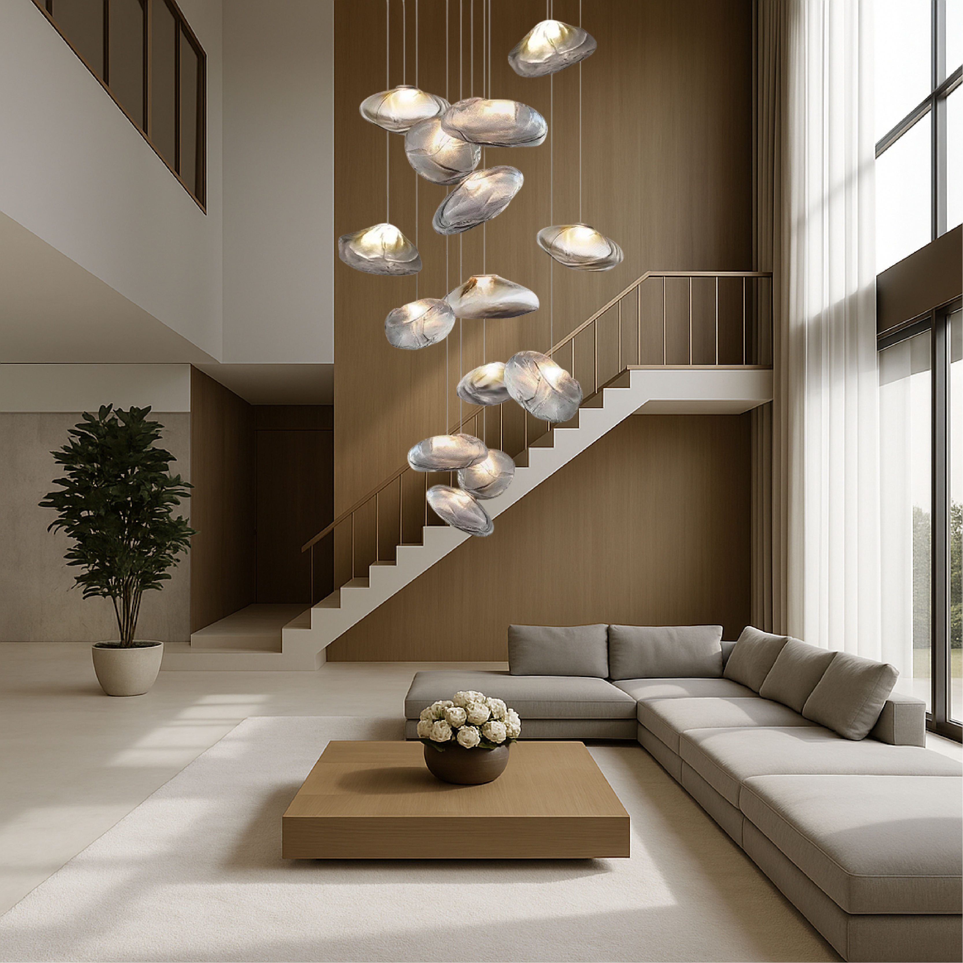 Nordic Glass Chandelier Villa