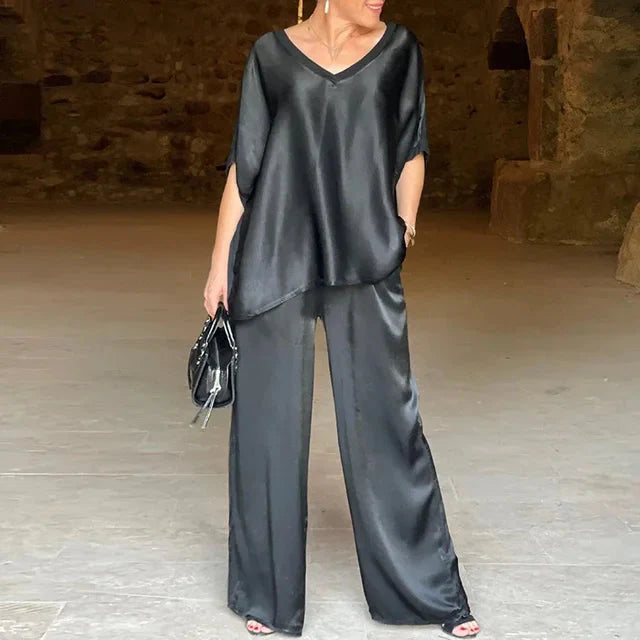 Ensemble Soyeux Isabella Noir - Couleurs Classiques et Mode Printemps Été tra
