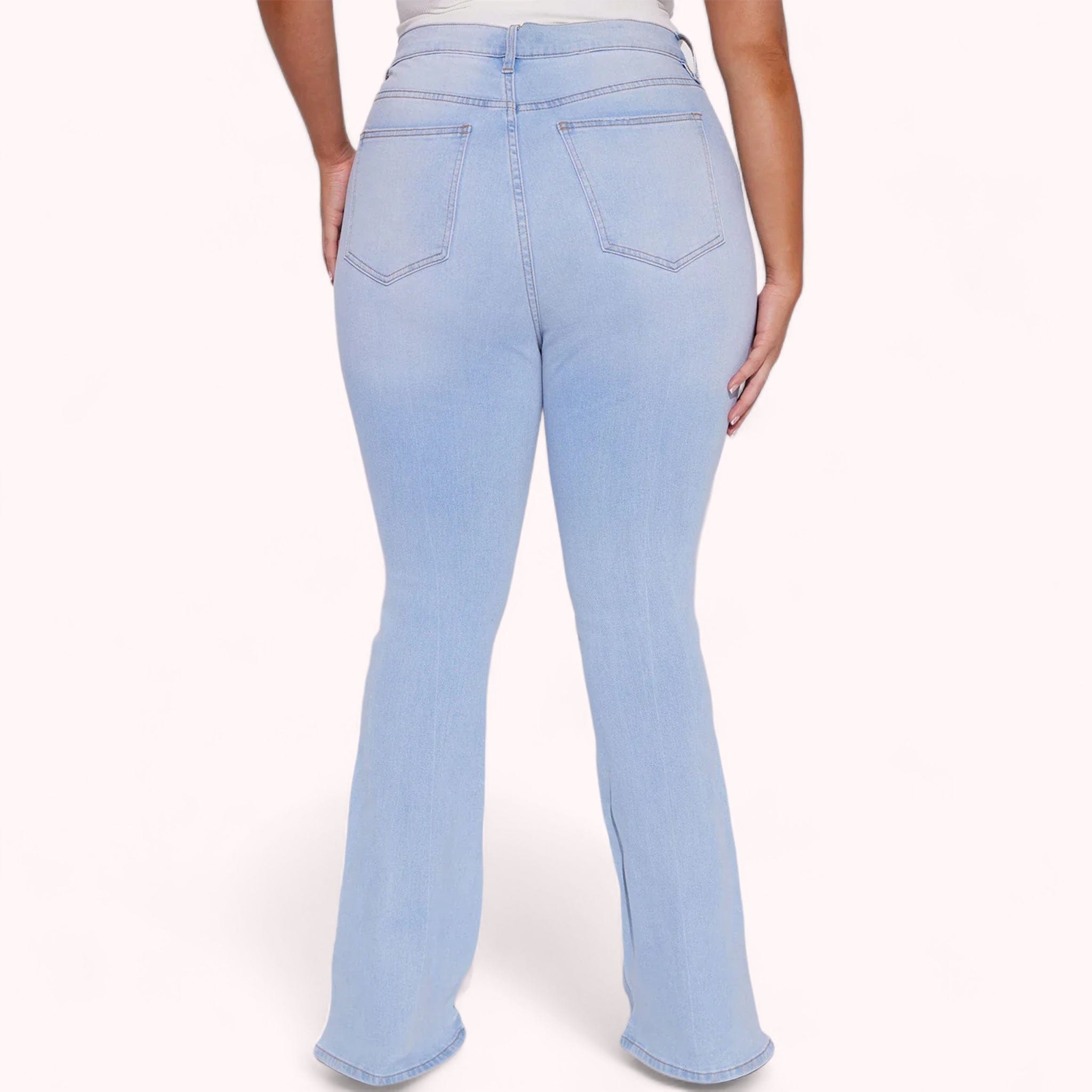 Jeans premium taille haute courbe lift pour femme, denim de qualité, coupe flatteuse, silhouette définie