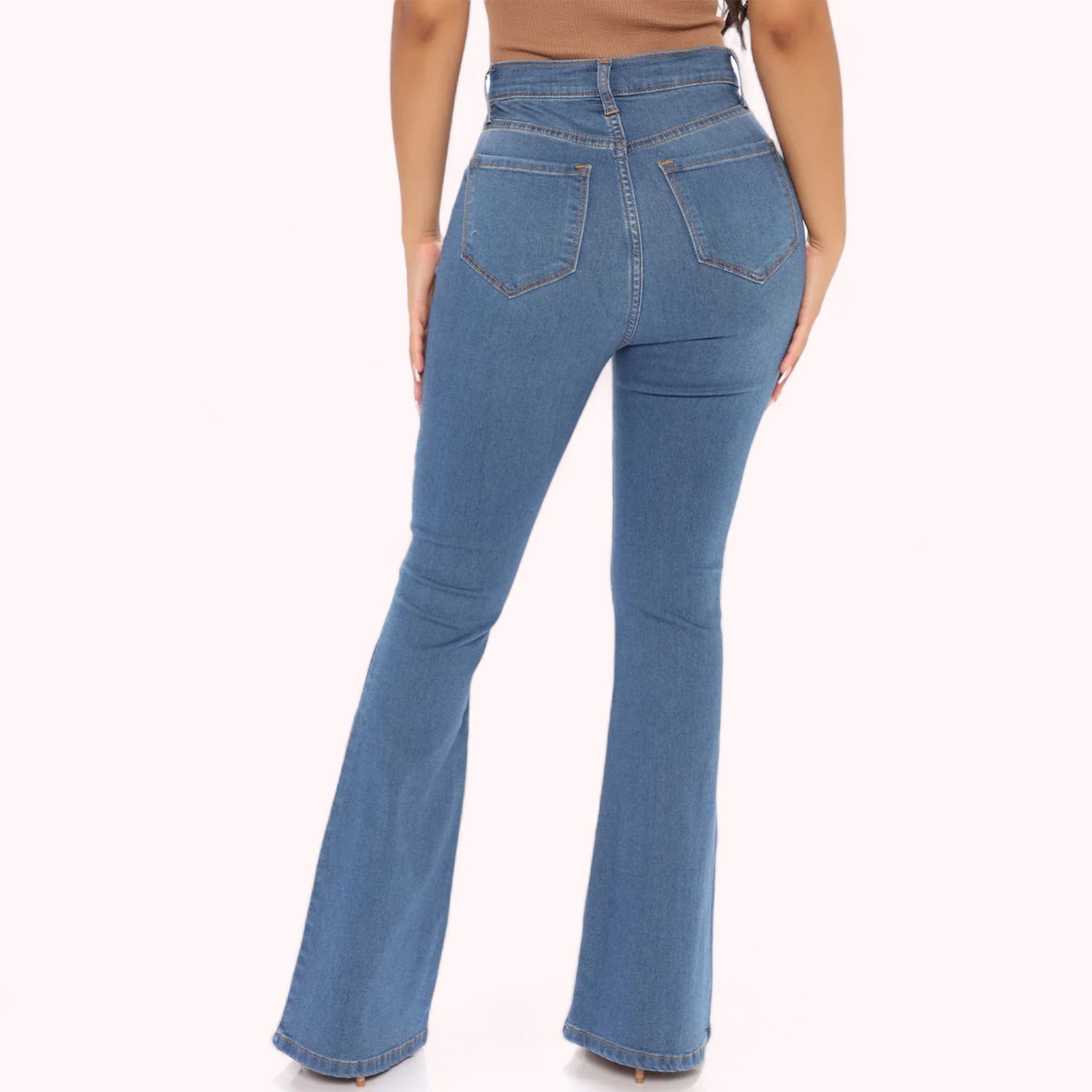 Jeans premium taille haute courbe lift pour femme, denim de qualité, coupe flatteuse, silhouette définie