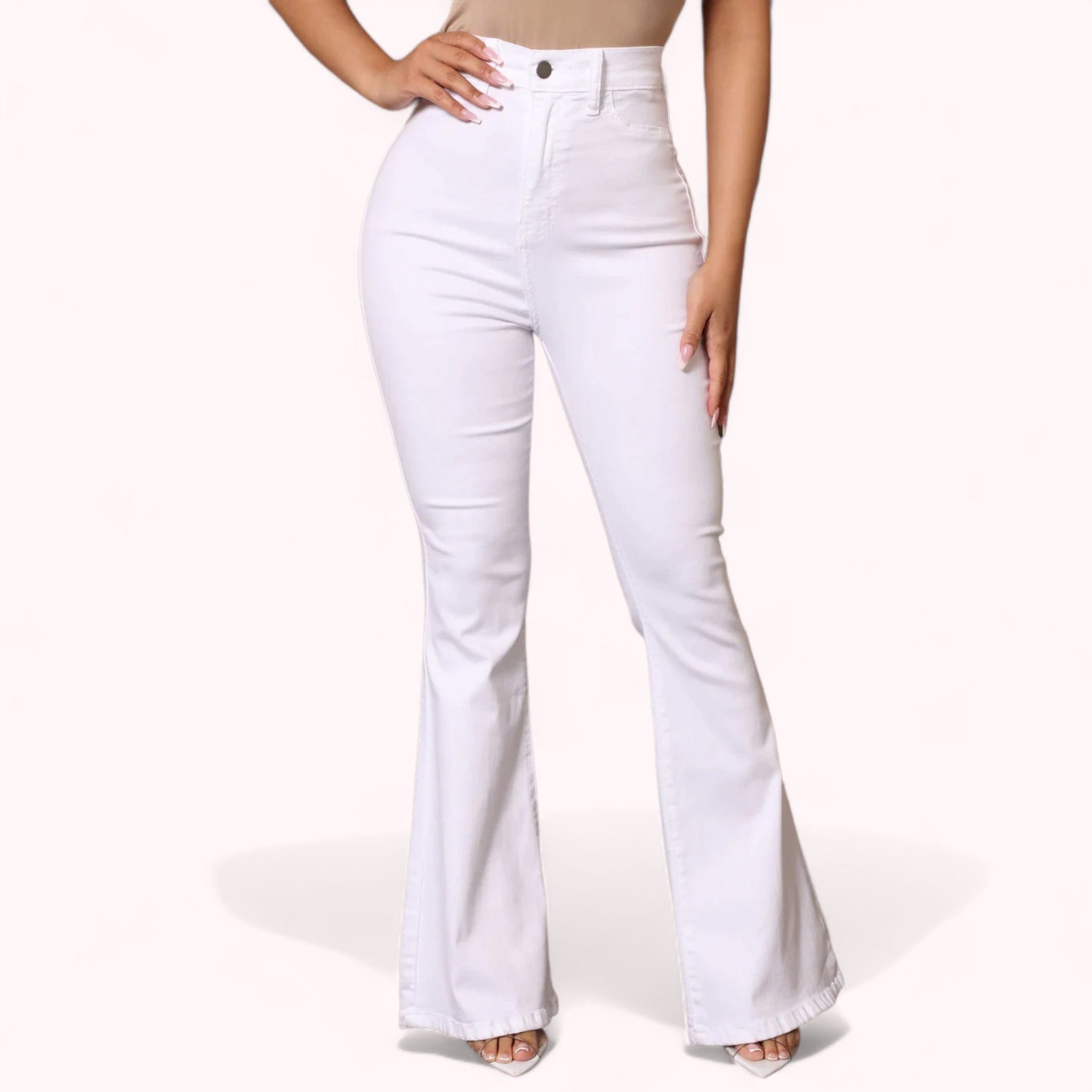 Jeans premium taille haute courbe lift pour femme, denim de qualité, coupe flatteuse, silhouette définie