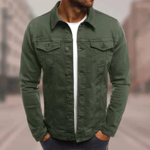 Veste en denim classique pour hommes Jacob en vert militaire, style urbain tendance streetwear