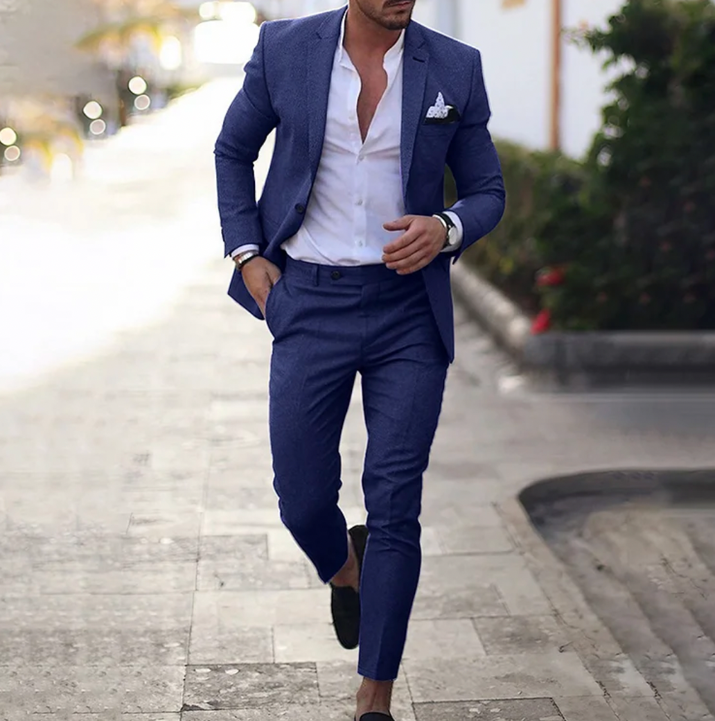 Blazer et pantalon assortis bleu foncé - Style élégant et confort luxueux tra