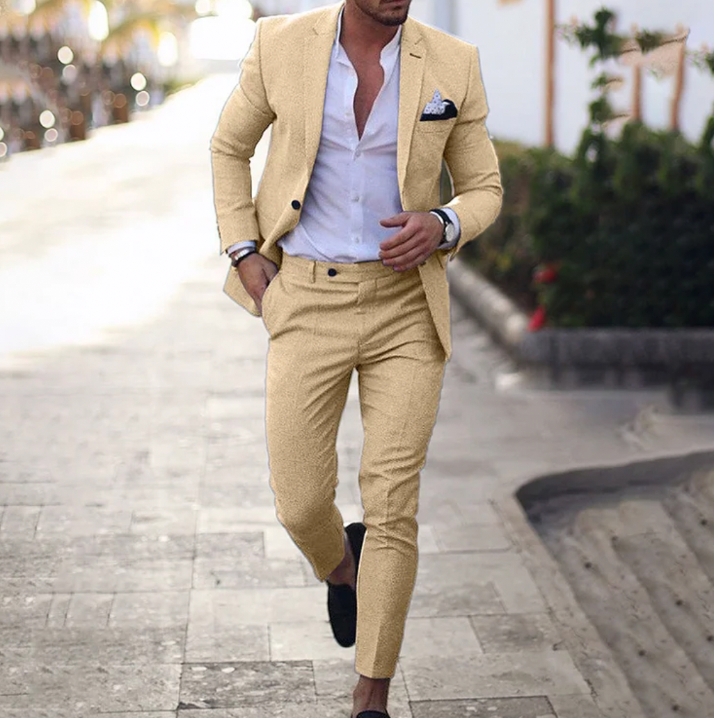 Blazer et pantalon assortis kaki - Style élégant et confort luxueux travel bo