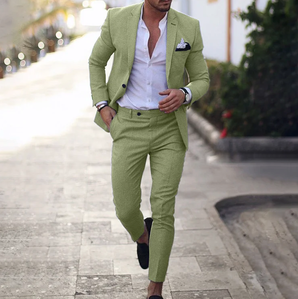 Blazer et pantalon assortis vert - Matériaux de qualité et tenue business tra