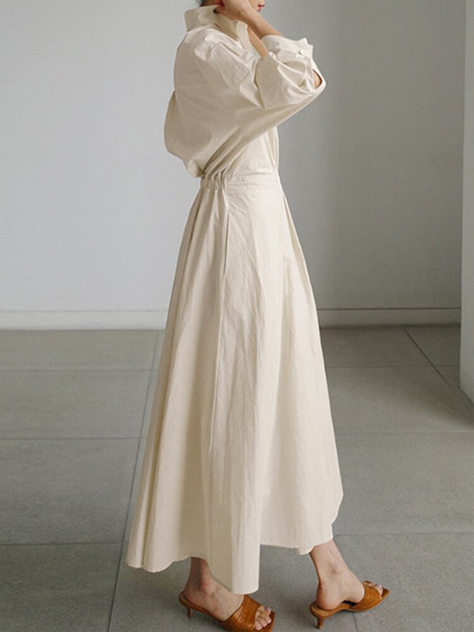Robe longue Juliette beige pour femmes avec poches pratiques et confort ultime do