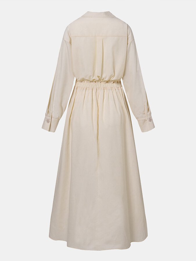 Robe longue Juliette beige pour femmes avec poches pratiques et confort ultime do