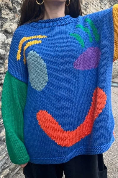 Pull tricoté éthique Kayla en coton bleu pour une touche de fraîcheur et de style