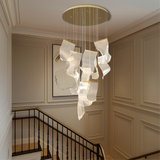 Golden acrylic staircase chandelier