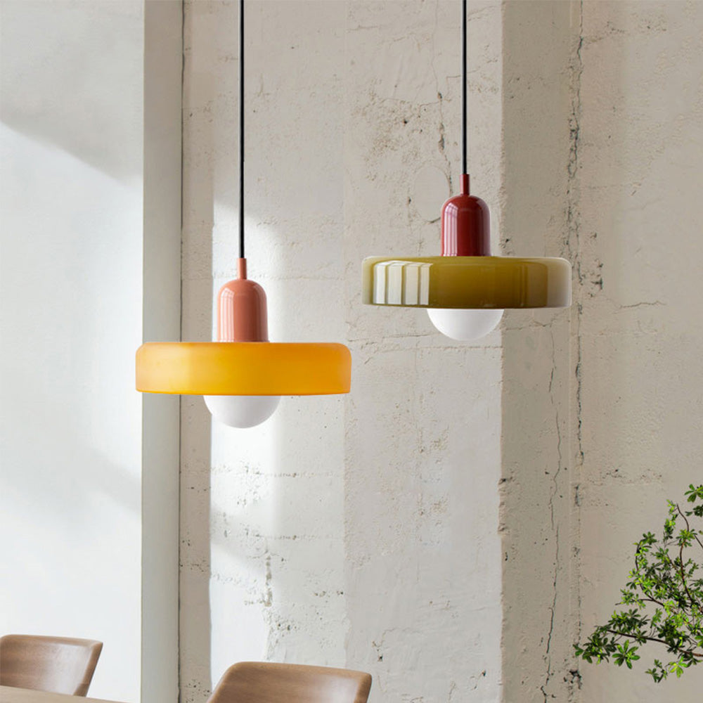 Lampe Suspendue Bauhaus en Verre Coloré - Décoration Intérieure Moderne trave