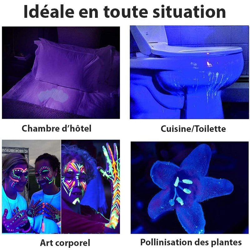 Lampe de Poche LED UV 395nm pour utilisation prolongée travel bottle leak-pro