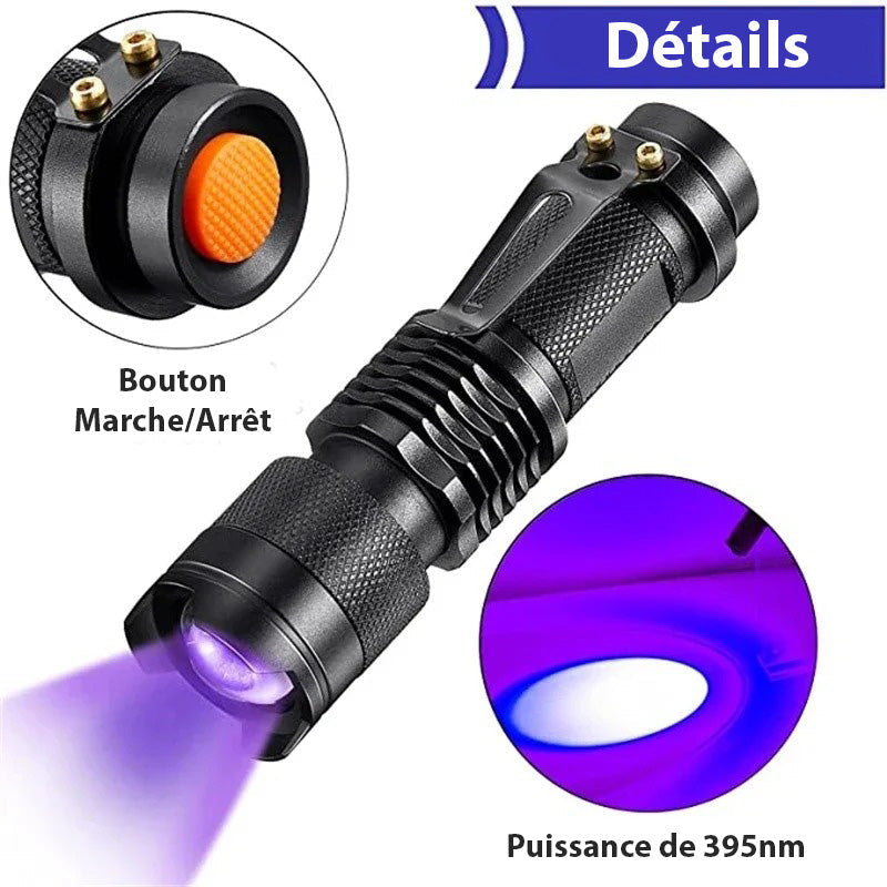 Lampe de Poche LED UV 395nm pour inspection UV précise travel bottle leak-pro