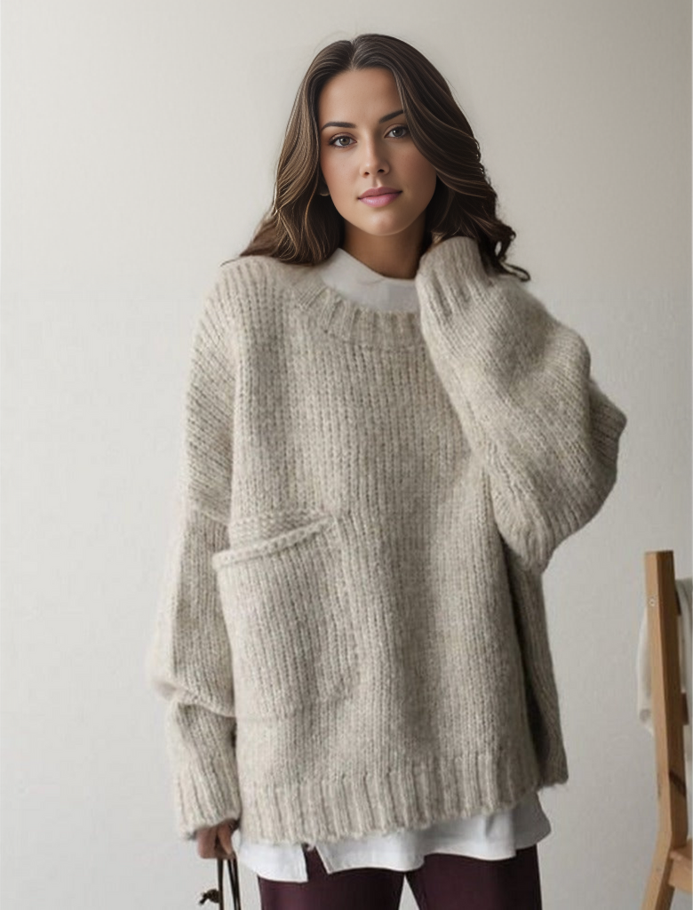 Pull oversize Lily en tissu doux et élégant pour un look luxueux et confortable.