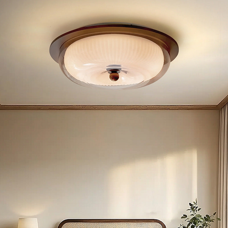Glass and wood ceiling light