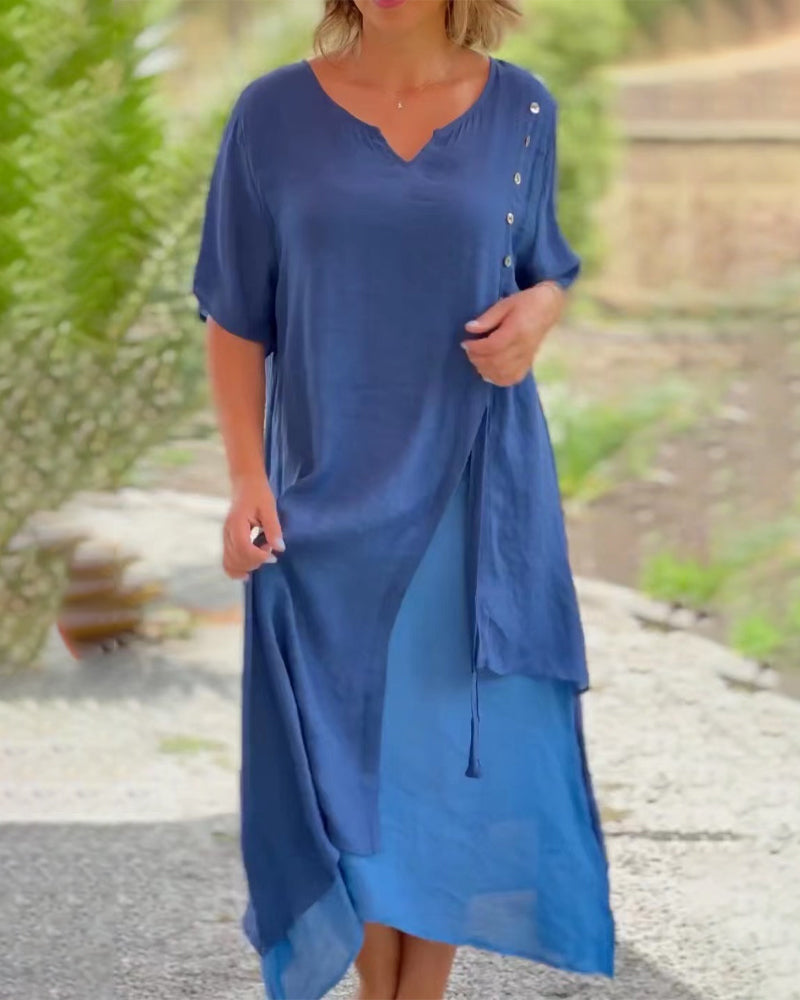 Robe asymétrique Louise en Bleu | Design unique et sophistication intemporelle pour un look chic