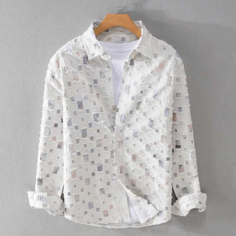 Chemise boutonnée en denim robuste pour homme, style décontracté et élégant t