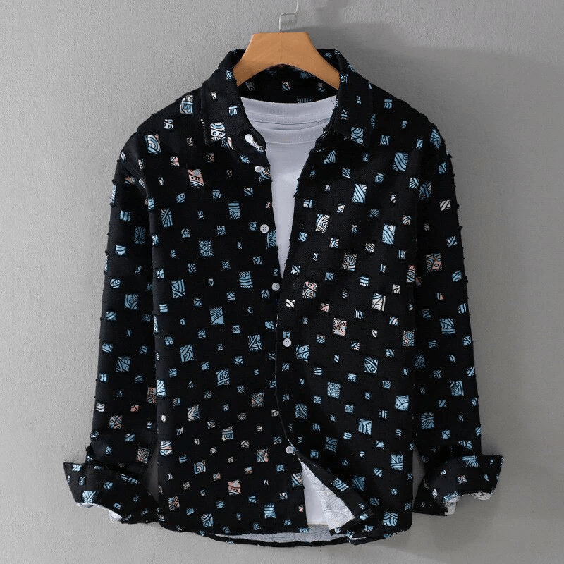 Chemise boutonnée en denim robuste pour homme, style décontracté et élégant t