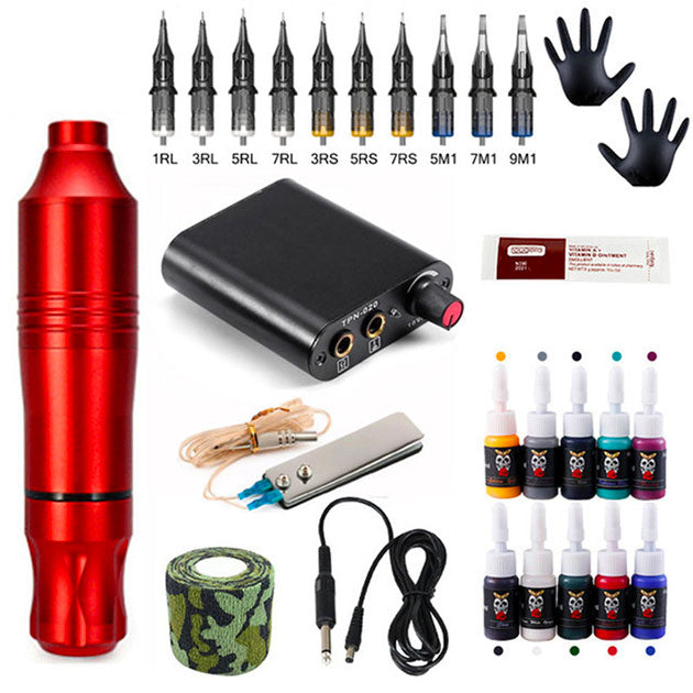 Machine à tatouage professionnelle en Rouge | Stylo de tatouage permanent tra